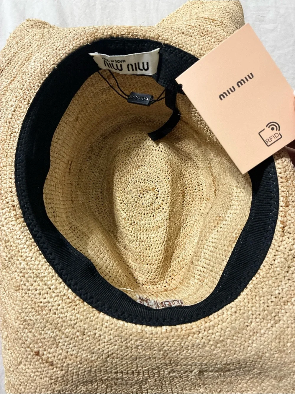 Miu Miu Raffia and Leather Hat